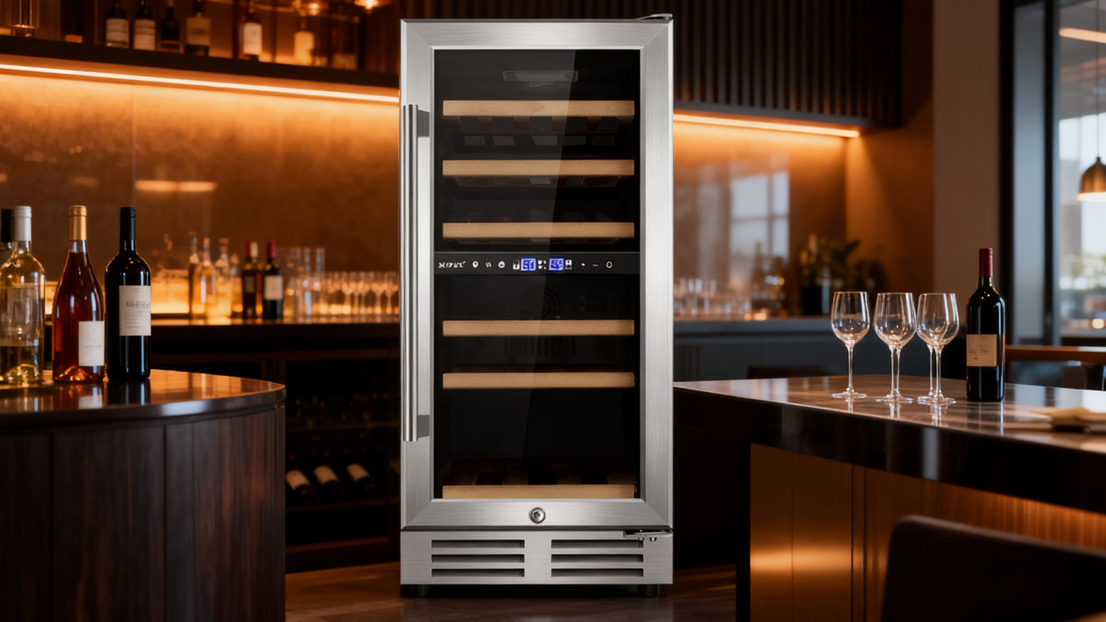Tylza 24 Inch Dual Zone Wine Cooler with Temperature Control for Optimal Wine and Beverage Storage