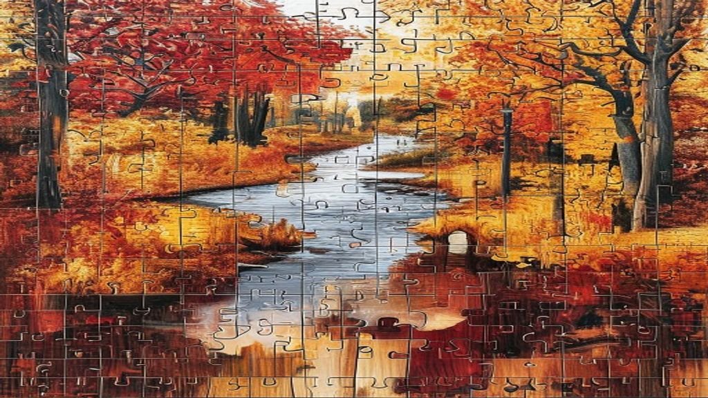 Autumn Forest River Wooden Jigsaw Puzzle: A Premium Three Dimensional Puzzle for Display