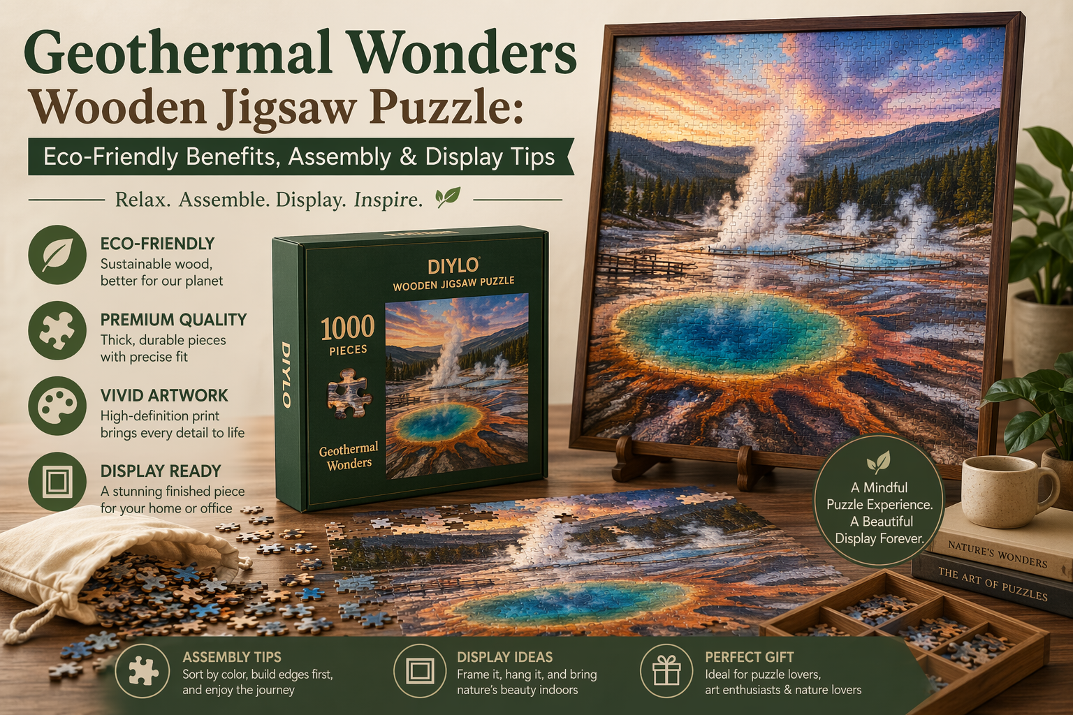 Geothermal Wonders Wooden Jigsaw Puzzle: Eco-Friendly Benefits, Assembly & Display Tips