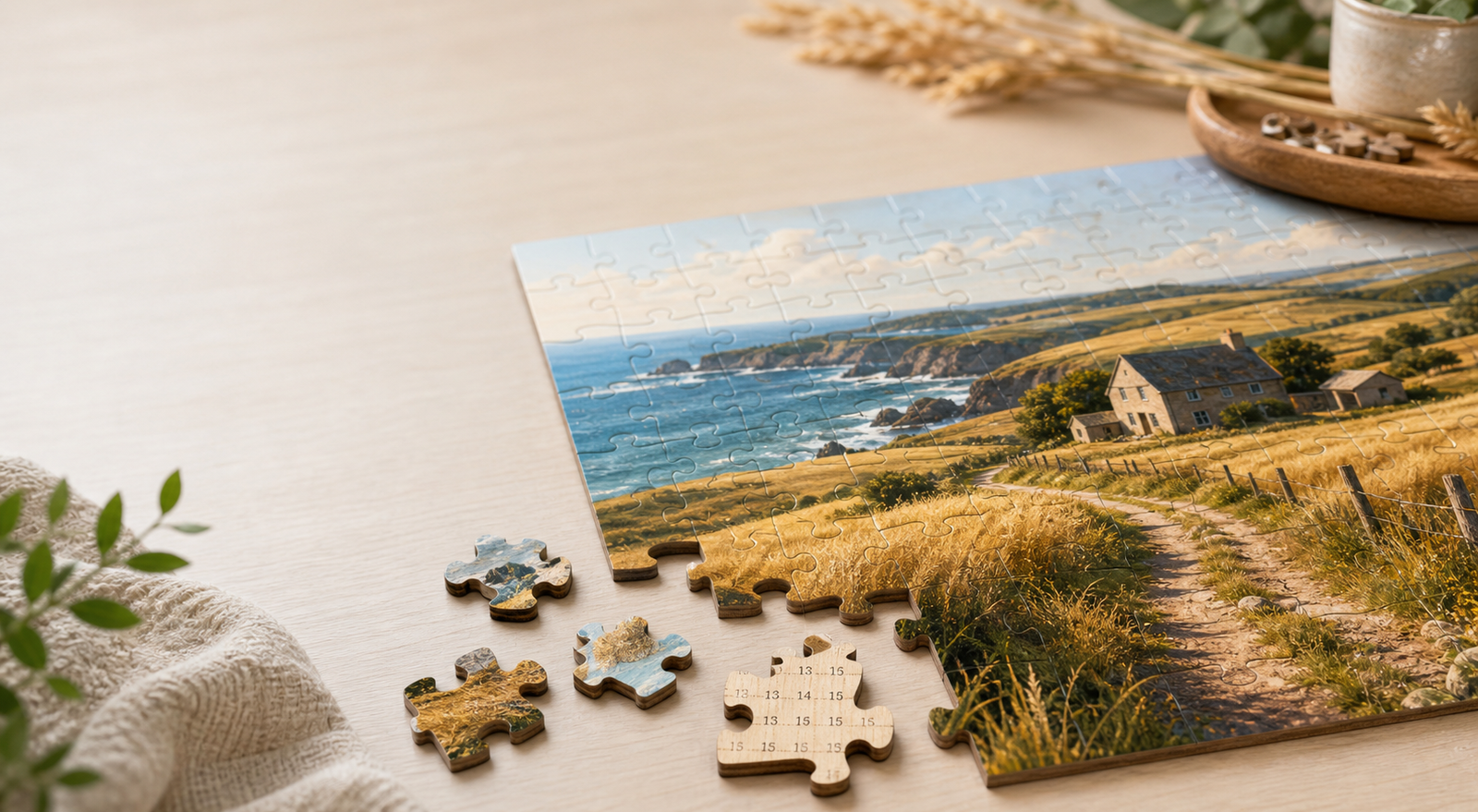 Coastal Farmland Wooden Jigsaw Puzzle Guide: Materials, Back-Side Numbering, and Display Tips