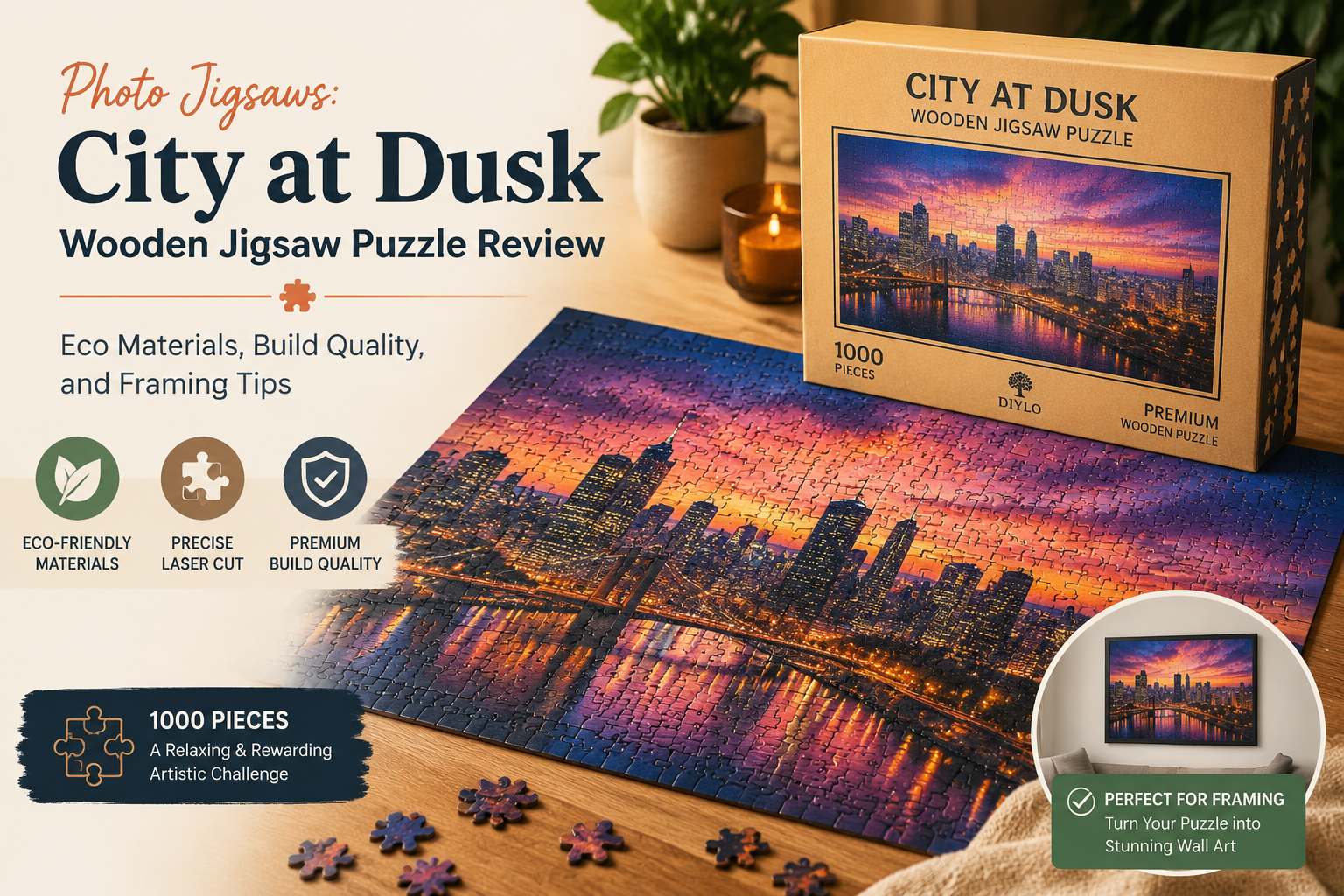 Photo Jigsaws: City at Dusk Wooden Jigsaw Puzzle Review — Eco Materials, Build Quality, and Framing Tips