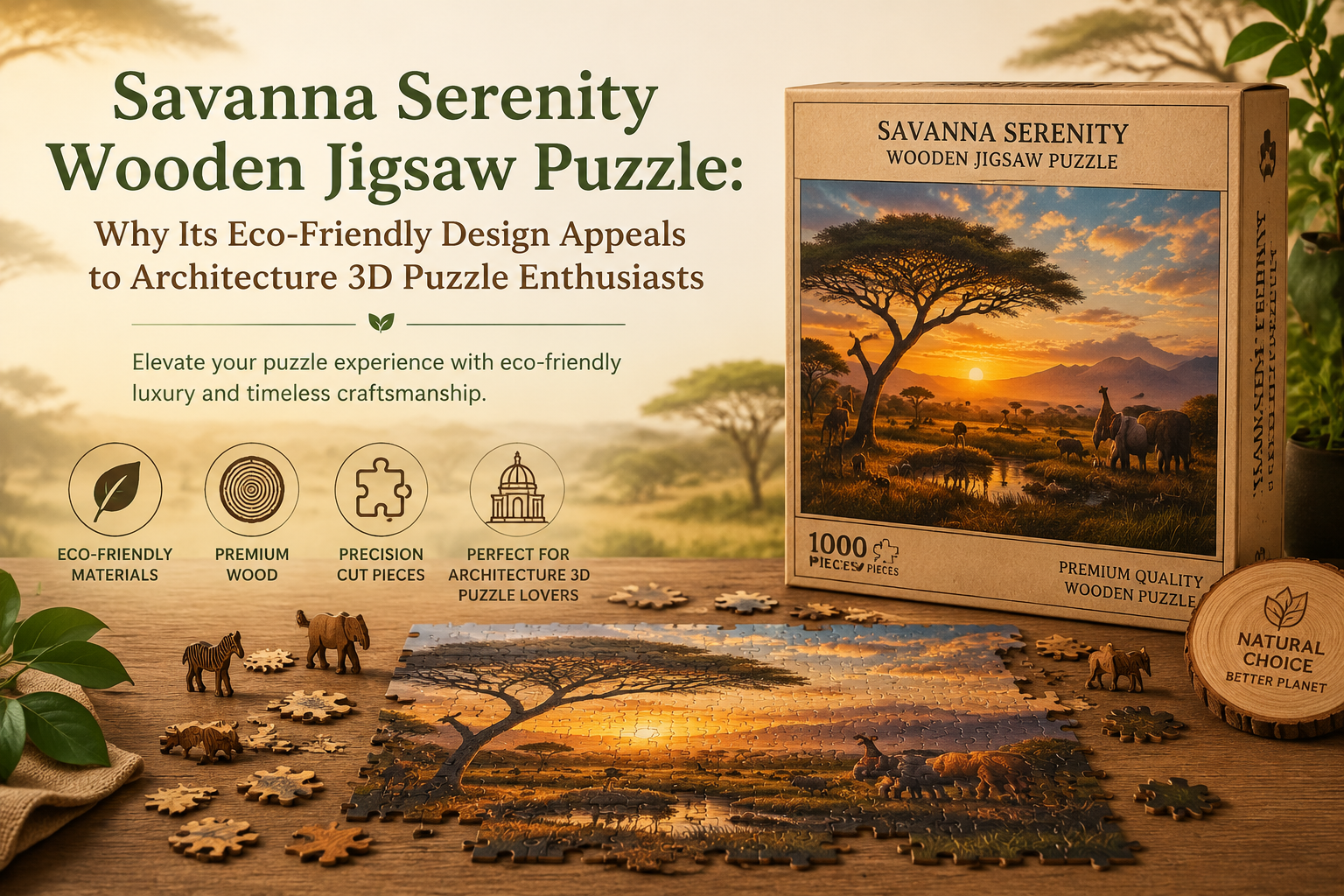 Savanna Serenity Wooden Jigsaw Puzzle: Why Its Eco-Friendly Design Appeals to Architecture 3d Puzzle Enthusiasts