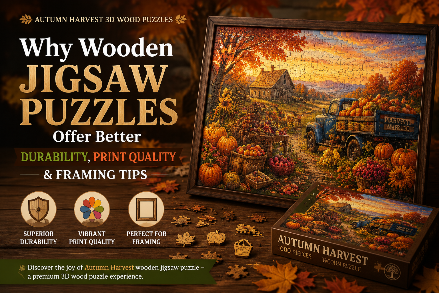 Autumn Harvest 3d wood puzzles: Why wooden jigsaw puzzles offer better durability, print quality & framing tips
