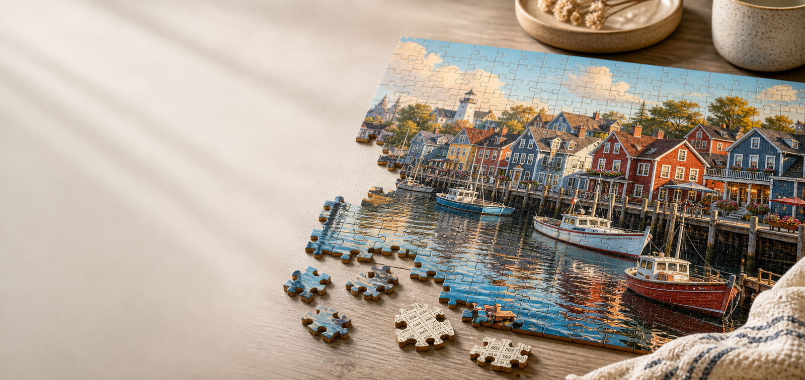 Harbor Town Wooden Jigsaw Puzzle review: eco-friendly materials, back-side numbering, HD artwork, durability and display tips