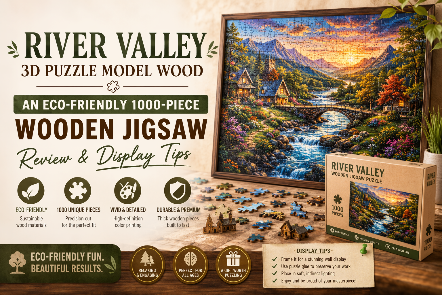River Valley 3d puzzle model wood: an eco-friendly 1000-piece wooden jigsaw review and display tips